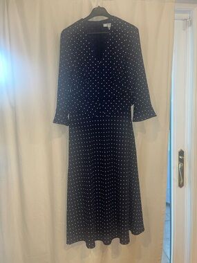 LK Bennett Black Midi Dress with White Polka Dots